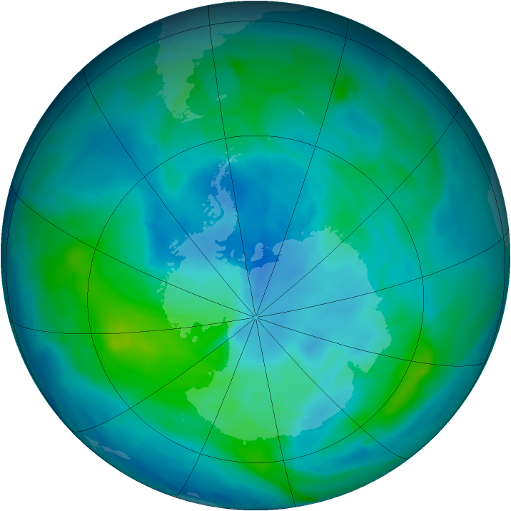 Antarctic ozone map for 11 March 2013